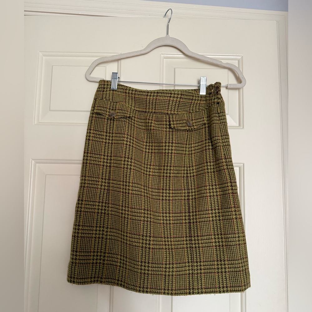 Vintage Harold's Plaid Skirt in Green and Brown